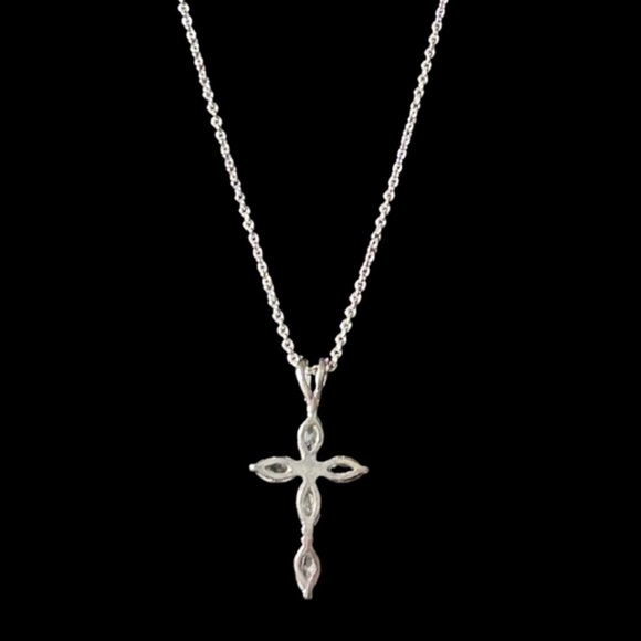 Sterling Silver Cubic Zirconia Cross Necklace - Picture 2 of 5